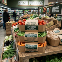 Fundas de Papel Impresas Personalizadas de Primera Calidad, Ecológicas, para Envolver Frutas y Verduras en Supermercados