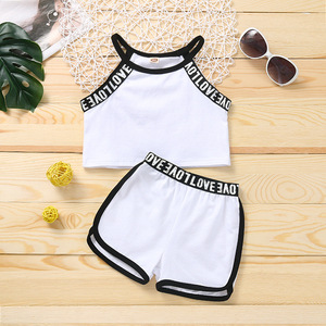 Summer Casual Style Girls Clothes Set Letter Sleeveless Tank Top &amp; Shorts <strong>Fashion</strong> Outfit for Kids &amp; <strong>Teens</strong> - Product Image 3
