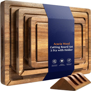 Tablas <span class=keywords><strong>de</strong></span> <span class=keywords><strong>Cortar</strong></span> <span class=keywords><strong>de</strong></span> Madera <span class=keywords><strong>de</strong></span> Acacia para Cocina, Juego <span class=keywords><strong>de</strong></span> 3 Tablas <span class=keywords><strong>de</strong></span> <span class=keywords><strong>Cortar</strong></span> Sostenibles <span class=keywords><strong>con</strong></span> Soporte y <span class=keywords><strong>Compartimentos</strong></span> Integrados - Product Image 1