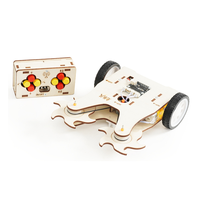 DIY Wooden RC Car Kit 2.4G Remote Control Educational STEM Toy for Kids Engineering Assembly Science Experiment Toy