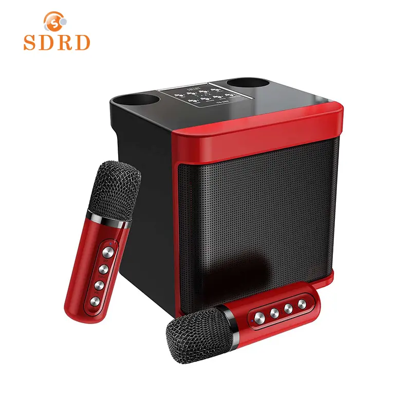 SDRD Ys203 speaker Karaoke nirkabel luar ruangan, Speaker Karaoke nirkabel Multi fungsi, mikrofon ganda