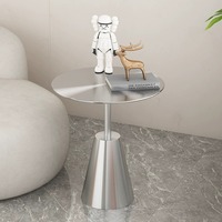 Table de bar ronde moderne en acier inoxydable argenté pour restaurant, café, salle à manger, cuisine, mobilier d'intérieur
