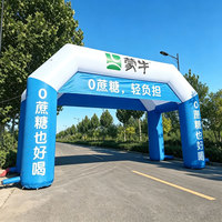 Tente carrée gonflable pour événements en plein air, 8 m, bleu et blanc, tissu Oxford imperméable, certifiée CE, durable, installation facile, publicité personnalisée