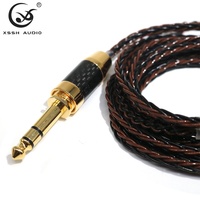 Câble audio-vidéo auxiliaire amélioré, souple, DIY, OEM, en argent pur, 6,35 mm, 2x3,5 mm, mâle-mâle, stéréo, pour écouteurs, haut-parleur/microphone