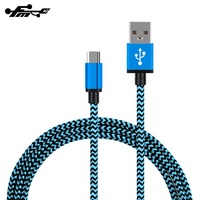 Kabel Transfer Nilon Tipe C 3 Kaki 2,4 A, Kabel Pengisian Daya Cepat Tipe C Bahan Nilon