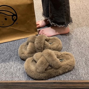 Sandalias de Moda Antideslizantes de Piel de Visón Real para Mujer, para Invierno, Verano, Primavera y Otoño, Pantuflas de Piel de Moda - Product Image 1