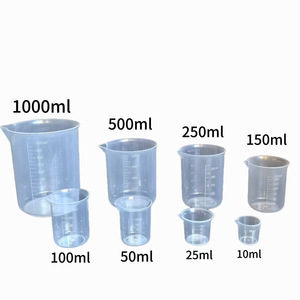 Vaso graduado de plástico para laboratorio, 10ml, 25ml, 50ml, 100ml, 150ml, 250ml, 500ml, 1000ml - Product Image 1