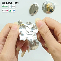Placas de Identificación Metálicas en Relieve, con Forma de Flor, Pulimentadas, Electrochapadas, de Aluminio 3D, de Lujo, para Bolsos y Prendas