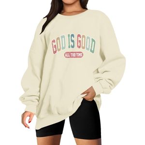 Sweat-shirt « Dieu est bon » pour femme, pull chrétien surdimensionné, inspiré par des versets bibliques, tricoté, respirant, chemise de foi - Product Image 2
