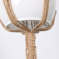 Suspension à plantes en macramé à 4 pieds pour dropshipping, porte-plante suspendu en jute naturel avec décoration de perles en bois et anneau métallique