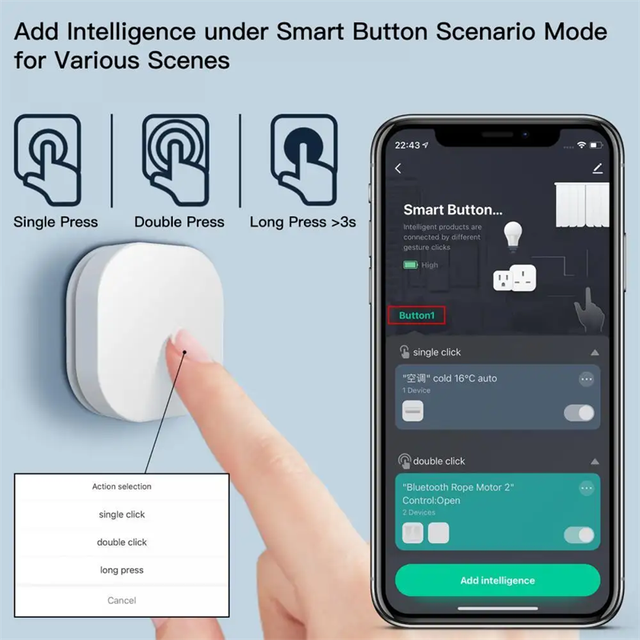 LEDEAST ZT-SY-SR Tuya Smart Push Button Switch with Tuya APP Remote Controls ZigBee Bulb or Smart Homes Switch