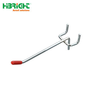 Shopfitting <b>Chrome</b> Metal Steel Slatwall Pegboard Accessories Wire Display <b>Hook</b> Hibright HBE-FS Model Galvanized & Plastic Coated - Product Image 2