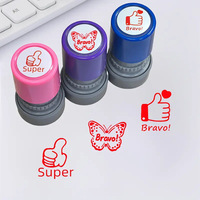Tampon auto-encreur rond, motif mignon, couleurs pastel, DIY, pour encouragement, tampon d'enseignant, récompense pour étudiants, cadeau pour enfants, idéal pour la salle de classe ou les fêtes.