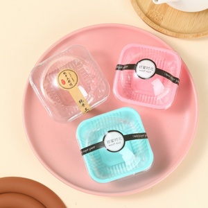 Individual Package Food Grade Transparent Plastic Square Dessert Box with Dome Lid