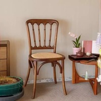 Chaise de salle à manger en rotin tressé et bois massif de style rétro américain, chaise sectionnelle en bambou Napoléon médiévale, chaise à dossier en bois ciré blanc