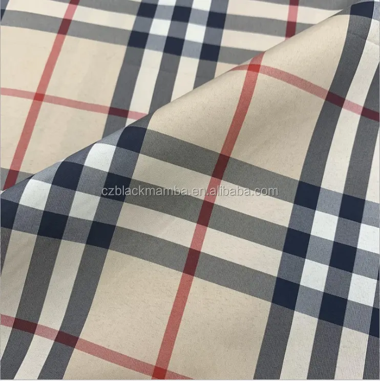 Supply Clothing Fabric Yarn Wholesale Plain Plaid Lining Oxford Dyed 75D Pongee Scotland Three Line Polyester Woven Coated 055