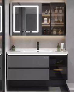 Mobile Bagno Moderno in Legno Resistente all'Acqua con Specchio e Lavabo per Hotel e Appartamenti - Vendita all'Ingrosso - Product Image 5