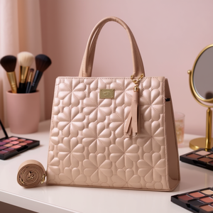 Bolsa de maquillaje para mujer Fana Kalea, diseño acolchado de color nude para guardar sombras de ojos - Product Image 2