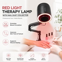 Aspirateur à poussière pour ongles à super aspiration, forte puissance, lampe de thérapie à lumière rouge 660 nm, 2 en 1, aspirateur pour manucure et pédicure