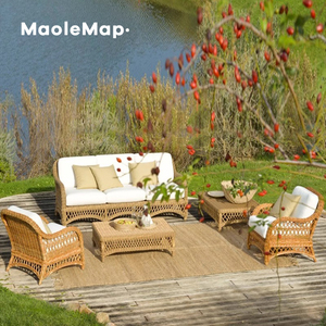 Rattan Furniture <b>Garden</b> <b>Sets</b> Bamboo Balcony Patio <b>Set</b> Restaurant Tables and Chairs Lounge Swimming Pool Relax Chair - Product Image 1