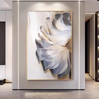 Peinture murale abstraite 3D personnalisée à la main, fleur blanche, peinture à l'huile pour salon, chambre à coucher, décoration intérieure, supporte la base en toile