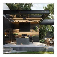 Armoire de cuisine moderne haut de gamme en acier inoxydable, ensemble résistant aux intempéries