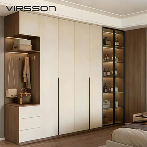 <span class=keywords><strong>Armoire</strong></span> coulissante moderne en bois massif, design Shaker, écologique, durable, résistante à l'humidité, taille personnalisée, chambre à coucher, appartement, villa - Product Image 1