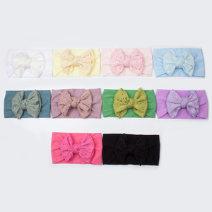 Nouveau-né infantile tête Wrap chapeau dentelle arc coton bandeaux et arcs pour tout-petit bébé garçons et filles - Product Image 2