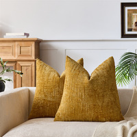 Housse de coussin carrée personnalisable en chenille à motif bambou pour canapé de salon ou baie vitrée