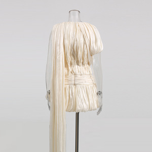 Elegante Abito Corto da Donna con Fiocco e Collo Rotondo, Stile Dolce e alla Moda, Design Plissettato Antirughe a Vita Alta, Novità 2026 - Product Image 4