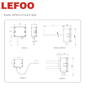 LEFOO Loại Ống Dẫn HVAC Đầu Ra Tương Tự 0-10V 4-20ma Pt1000 Nhiệt Độ Modbus Cảm Biến Nhiệt Độ Với Màn Hình