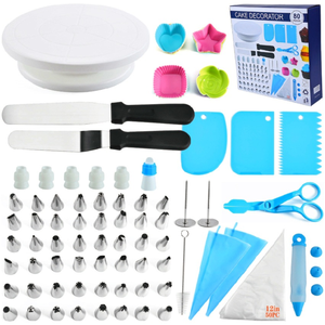 Suministros de <span class=keywords><strong>repostería</strong></span>, herramientas con tocadiscos para pastel, glaseado, bolsas de pastelería, espátula, juego para hornear pasteles, 80 Uds. - Product Image 2
