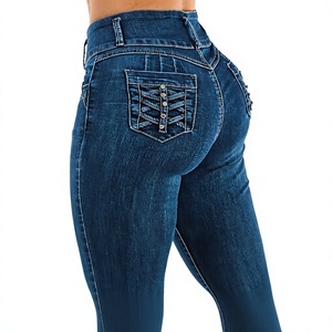 Prix de gros – Jean droit taille haute pour femme, grande taille, décontracté, boutonné, respirant, écologique – Exportation du Bangladesh - Product Image 2