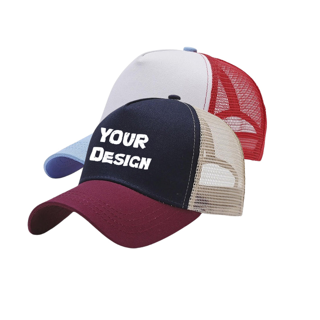 Factory Direct Customizable Breathable Cotton Net Baseball Cap Sunscreen Truck Driver Cap in Color-Matched Design Wholesale