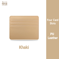 Dompet Kartu Pu Slim dengan Logo Kustom untuk Wanita, Tempat Kartu Kulit Klasik Berkualitas Tinggi