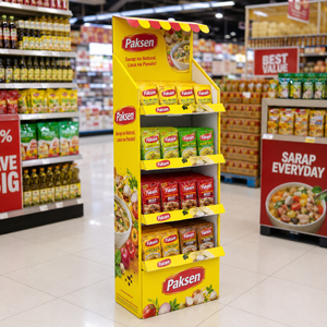 Food Seasoning Corrugated Paper Floor <b>Stand</b> Custom Color <b>Print</b> For Cooking Powder Supermarket Grocery Retail - Product Image 2