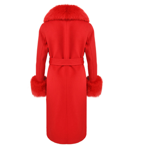 Luxury Double-Breasted Wool Winter <strong>Coats</strong> <strong>for</strong> Ladies Wholesale Double Faced High End Belt <strong>Long</strong> <strong>Women</strong> Cashmere <strong>Coat</strong> With Fox Fur - Product Image 3
