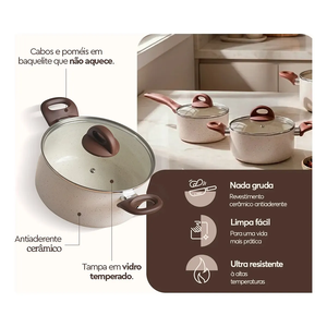 Offre Spéciale : Batterie de Cuisine 9 Pièces en Céramique Antiadhésive avec Poignées en Bois et Couvercles en Verre Silicone pour Cuisinières à Gaz et à Induction – Design Moderne - Product Image 2