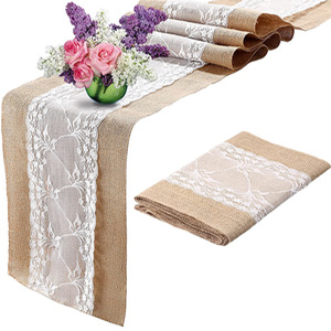 Chemin de table en <span class=keywords><strong>jute</strong></span> naturel, chemins de table en dentelle pour mariage américain, décoration de table pour fête, <span class=keywords><strong>nappe</strong></span> - Product Image 1