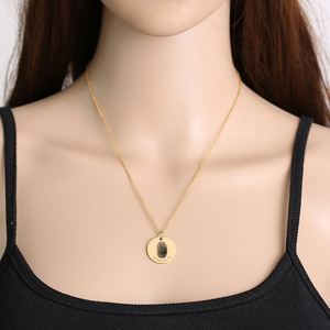 Collier personnalisé en acier inoxydable avec <span class=keywords><strong>empreinte</strong></span> <span class=keywords><strong>digitale</strong></span> et chaîne à maillons, plaqué or rose, pour femme - Idéal pour le dropshipping de bijoux DIY - Product Image 5