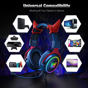 Auriculares para juegos <span class=keywords><strong>ONIKUMA</strong></span> con orejas de gato extraíbles para Pugb PC Mobile con sonido envolvente LED RGB - Product Image 5