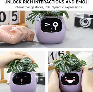 Planteur intelligent multifonctionnel AI pour balcon et bureau - Pot de fleurs numérique interactif sur le thème des animaux mignons - Product Image 3