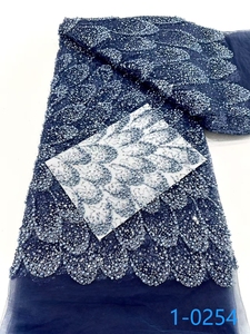 Dày Trắng Ren Sequins Thêu 3D Đính Cườm Vải Tuyn Hoa Thêu Vải Lưới Bán Buôn <span class=keywords><strong>Sequin</strong></span> Ren Vải - Product Image 2