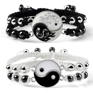 Nouveau Bracelet Ethnique Magnétique en Alliage Électroplaqué, Motif <span class=keywords><strong>Dragon</strong></span> Tai Chi Yin Yang, Tendance, pour Hommes, Femmes et Couples, Vente Chaude Transfrontalière - Product Image 1