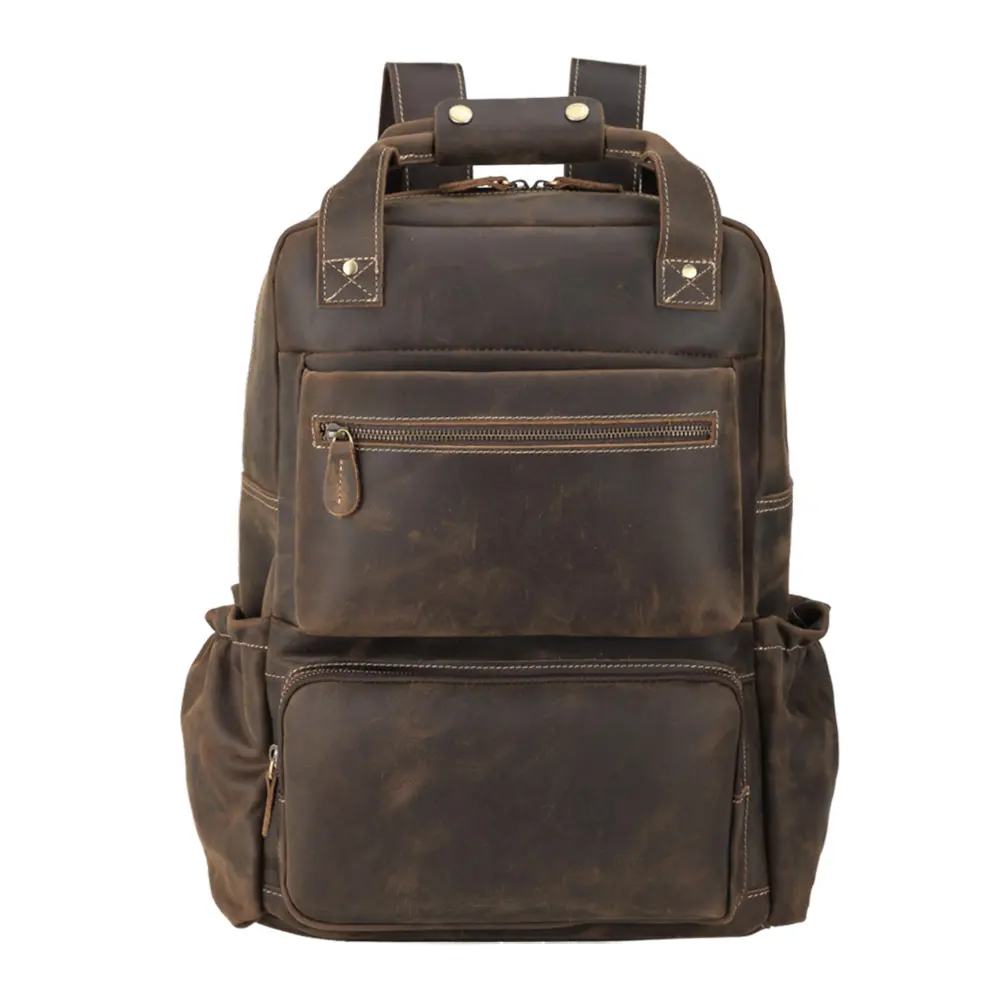 2022 Classic Genuine Leather Traveling Back Bag 15.6 inch Laptop Backpack Day Backpack bag For Man