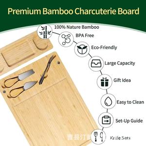 Bamboo cheese tray, sushi/Japanese food tray with knife, household <b>wooden</b> cutting board/<b>slicing</b> board, cooked food assembly - Product Image 3