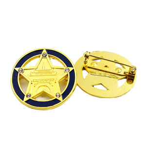 Custom Metal Zinc Alloy <strong>Star</strong> Shaped Gold Plated 3d logo Engraved Enamel Personalized <strong>Badge</strong> with Rhinestone - Product Image 1
