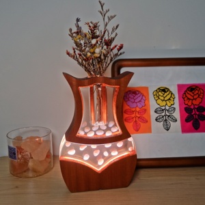 Thanh Lịch Frail Vase Cho Hoa Khô Và Thủy Canh Nghệ Thuật Vase Với LED Ánh Sáng WeCraft Gỗ <span class=keywords><strong>Resin</strong></span> Thủ Công Mỹ Nghệ Đèn Đêm - Product Image 3