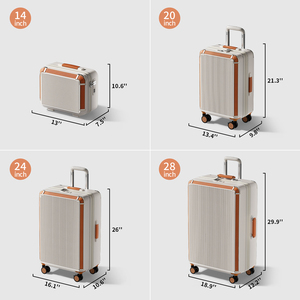Ensemble de bagages rétro bicolore 14/18/20/24 pouces, valise rigide extensible avec roues verrouillables, valise de voyage - Product Image 5