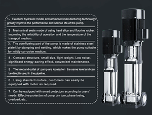ปั๊มน้ำแบบแรงเหวี่ยงหลายระดับแนวตั้งสูง VFD สแตนเลสแบบอินไลน์ รุ่น CDL - Product Image 4